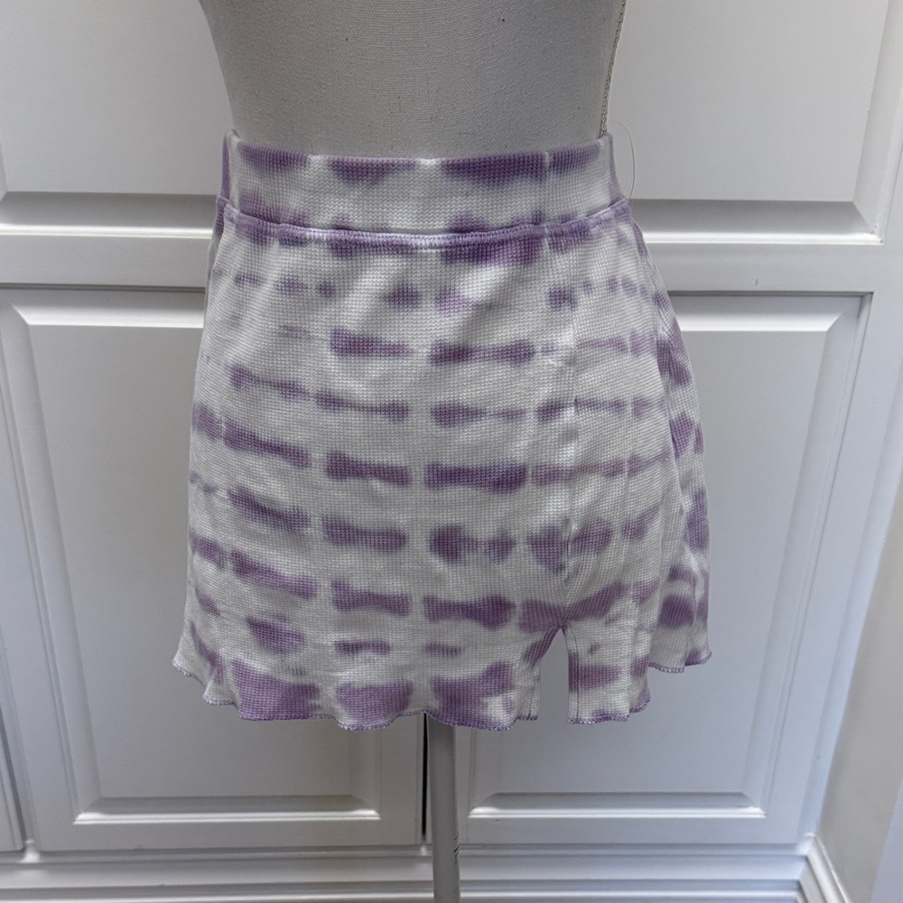 PAC Lavender and White waffle Mini Skirt